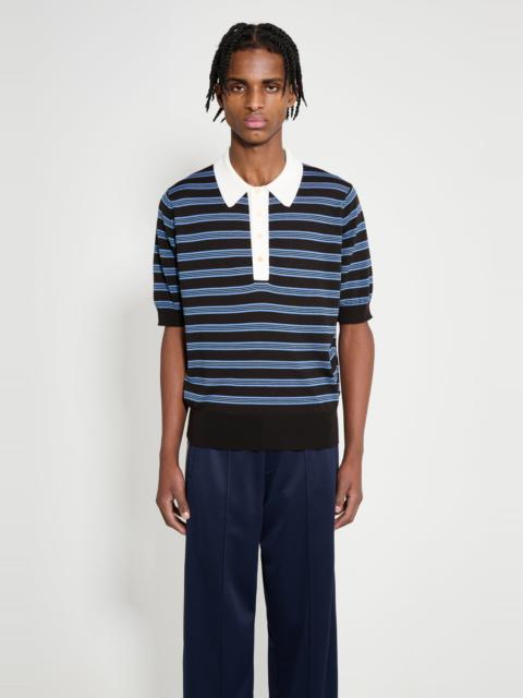 WALES BONNER WALES BONNER BREEZE POLO DARK BROWN / BLUE / IVORY