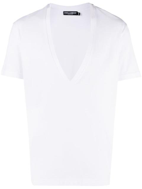 Dolce & Gabbana plunging v 목 면 T 셔츠