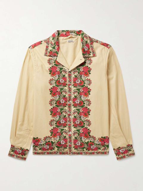 Winter Bouquet Camp-Collar Floral-Print Cotton-Twill Shirt