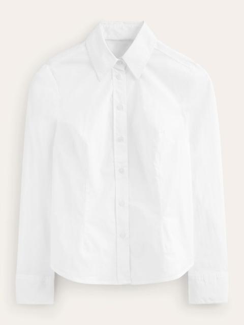 BODEN Saskia Stretch Cotton Shirt-White