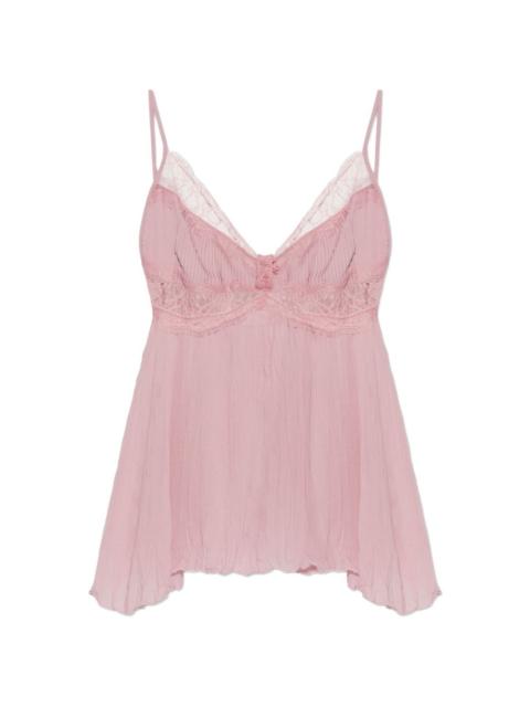 Blumarine Georgette lace-pannels V-neck top