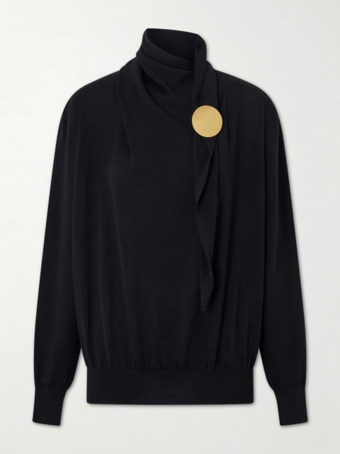 Jil Sander Embellished Scarf-detailed Wool Sweater