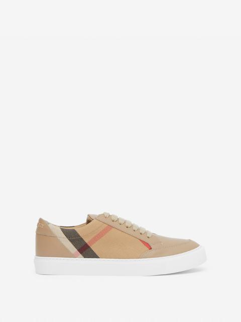 Burberry House Check Cotton and Leather Sneakers