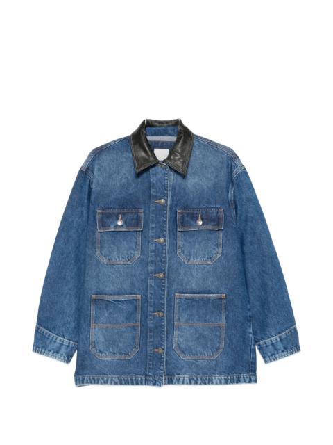 SIMKHAI Simkhai Leather-collar Denim Jacket