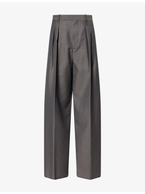 Bottega Veneta Pinstripe Pleated Wool-Blend Trousers