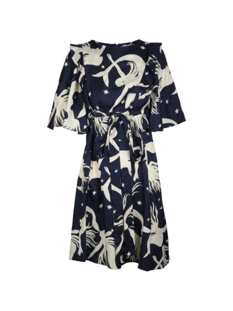 Valentino ruffled mermaid-print midi dress