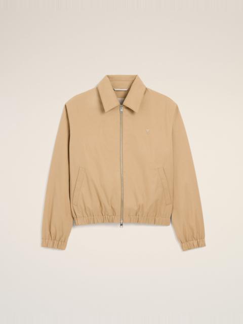 AMI Paris BEIGE COTTON PADDED JACKET WITH AMI DE COEUR
