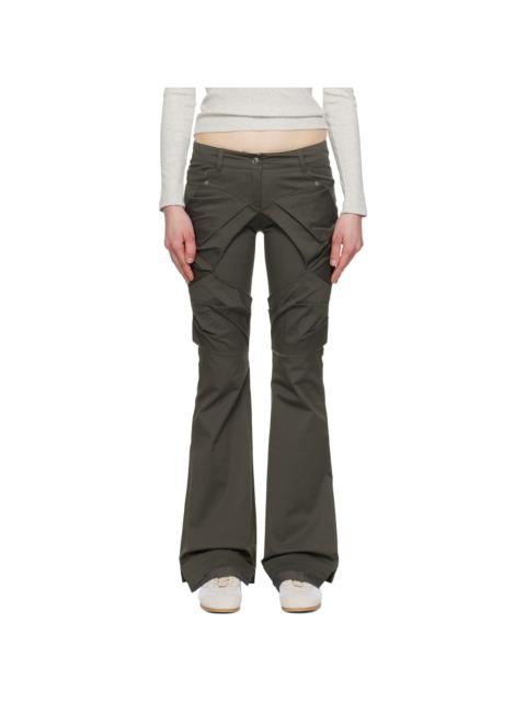 OPEN YY Khaki Gathered Bootcut Trousers