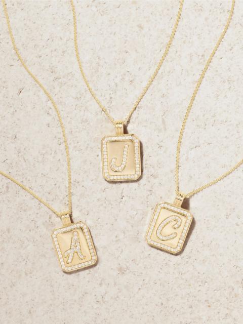 STONE AND STRAND Letter 14-karat gold diamond necklace Gold