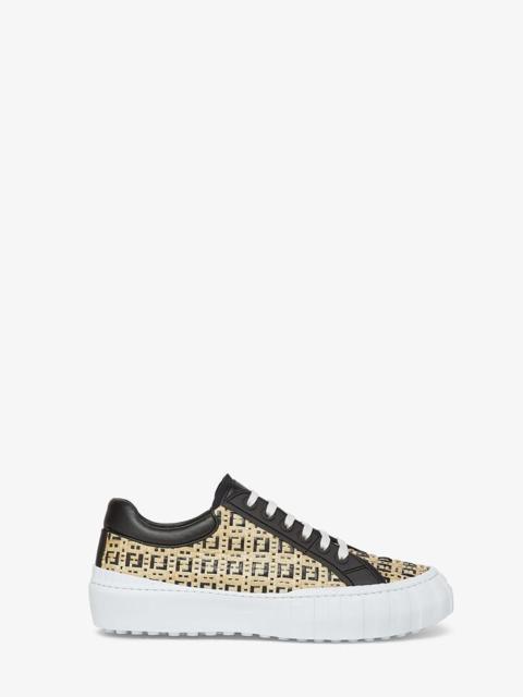 FENDI Natural raffia low-tops