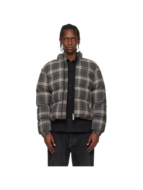 Off-White Gray Spray Arrow Check Flannel Down Jacket