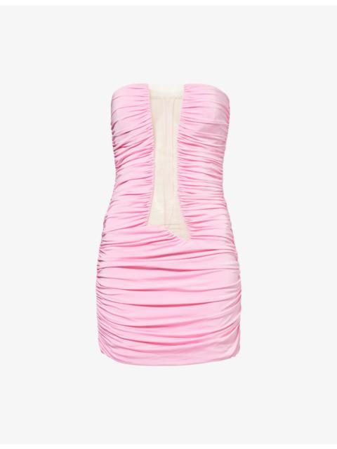 NENSI DOJAKA Ruched Strapless Stretch-Woven Mini Dress