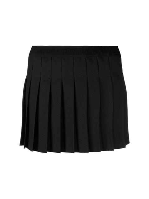 logo-print strap pleated skirt