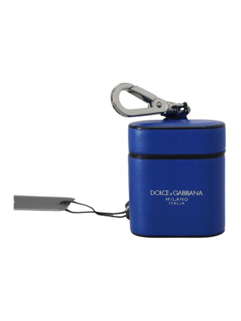Dolce & Gabbana FASHIONABLE BLUE LEATHER AIRPODS CASE