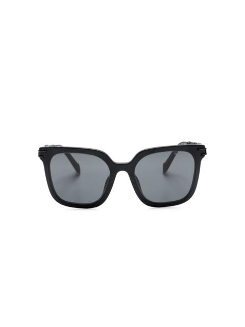 logo-lettering square-frame sunglasses