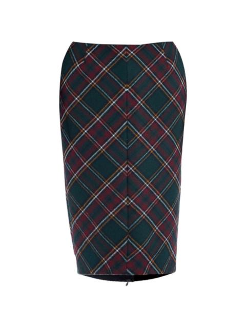 N°21 tartan-check midi pencil skirt