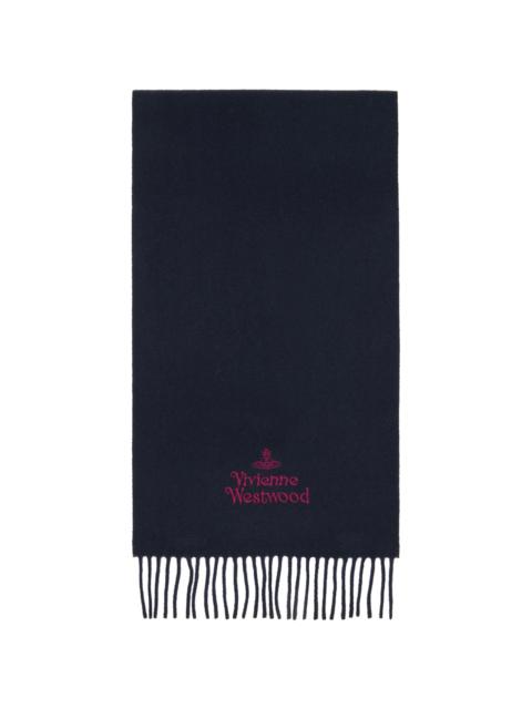 Vivienne Westwood Navy Embroidered Scarf