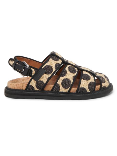 Moschino Women's Polka Dot Woven Raffia Sandals - Natural Black