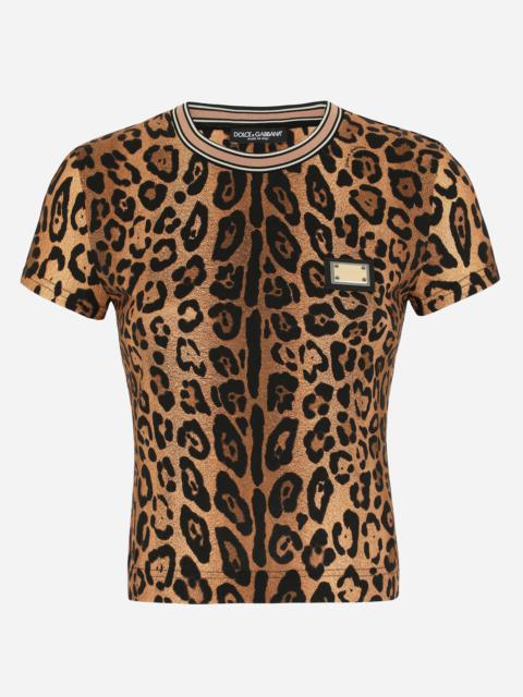 Short-sleeved leopard-print Crespo T-shirt