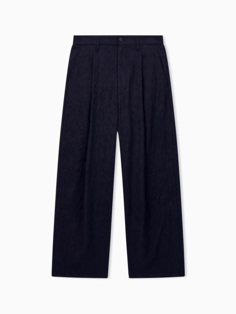 GIORGIO ARMANI OVERSIZED TROUSERS IN CRINKLE VIRGIN WOOL FLANNEL