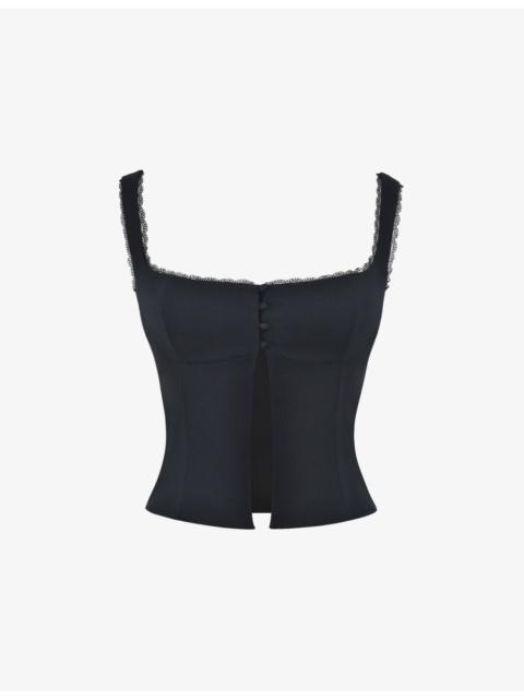 House of CB Noura square-neck stretch-cotton top