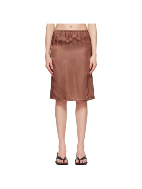 MM6 Maison Margiela Brown Satin Midi Skirt