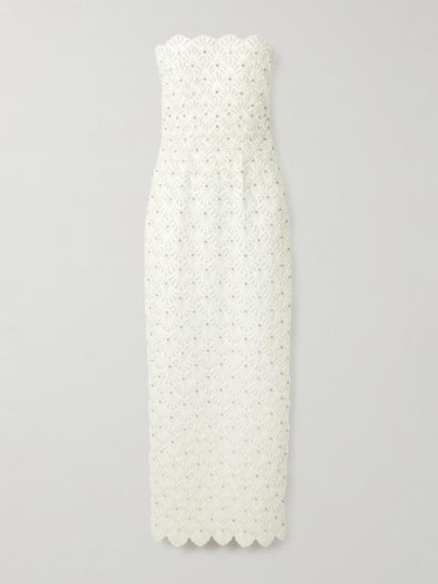 CLIO PEPPIATT Strapless Scalloped Embellished Taffeta Gown