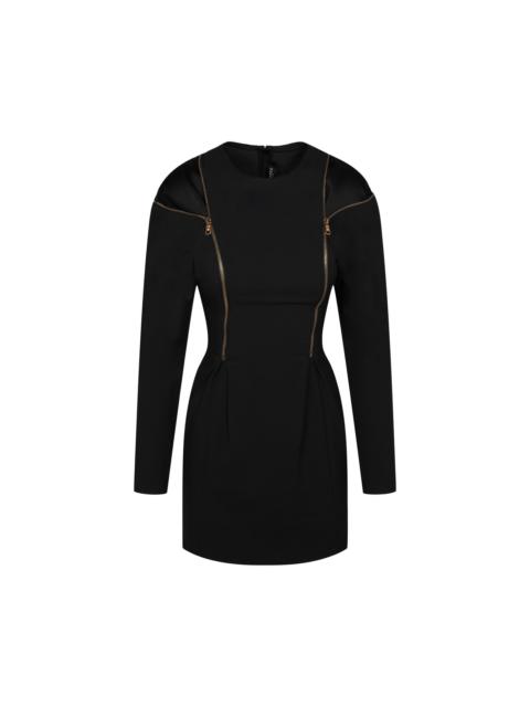 Versace Double Zip Long-Sleeve Cocktail Dress 'Black'