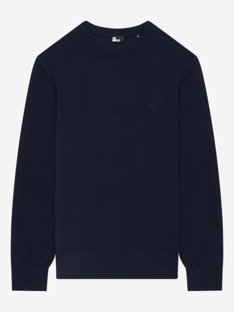 The Kooples ROUND-NECK SWEATER IN NAVY MERINO WOOL