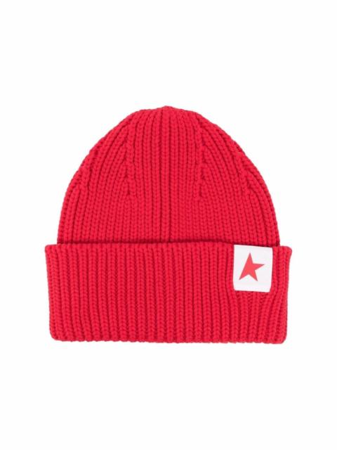 Golden Goose logo-patch ribbed beanie