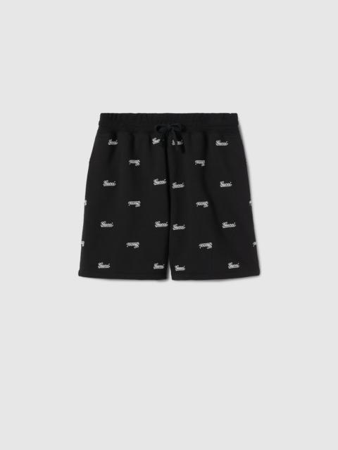 GUCCI Cotton jersey shorts with embroidery