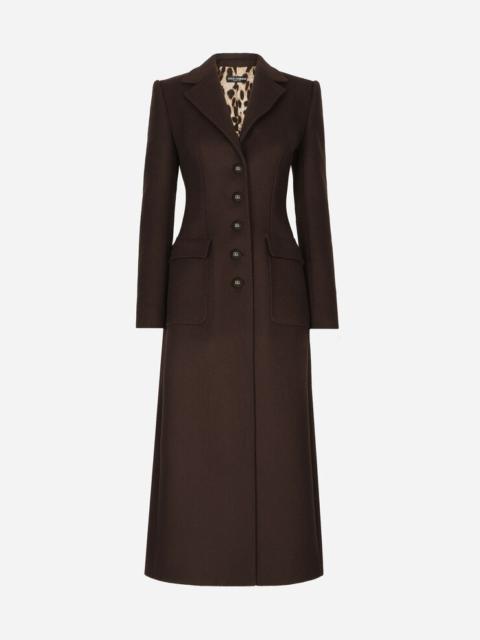 Long single-breasted wool and cashmere coat