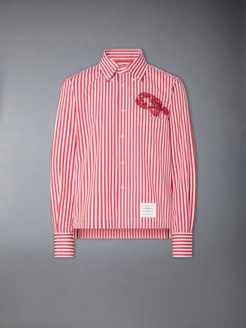 Thom Browne POPLIN UNIVERSITY STRIPE LOBSTER SHIRT