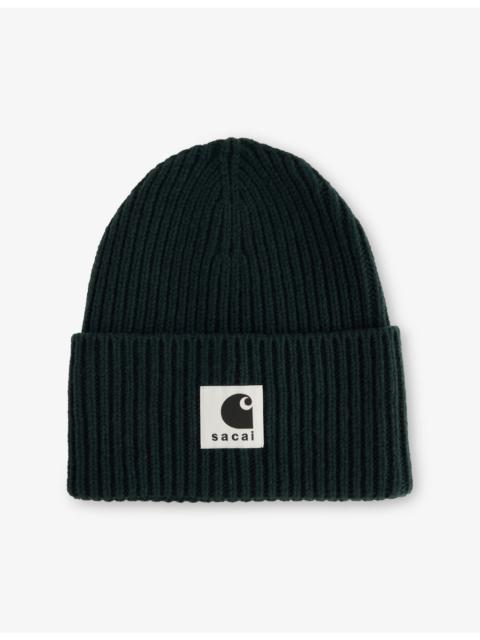 sacai Sacai X Carhartt Logo-Patch Wool-Blend Beanie