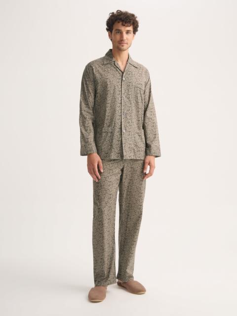 Derek Rose Men's Classic Fit Pajamas Cotton Batiste Camo Green Rose Print