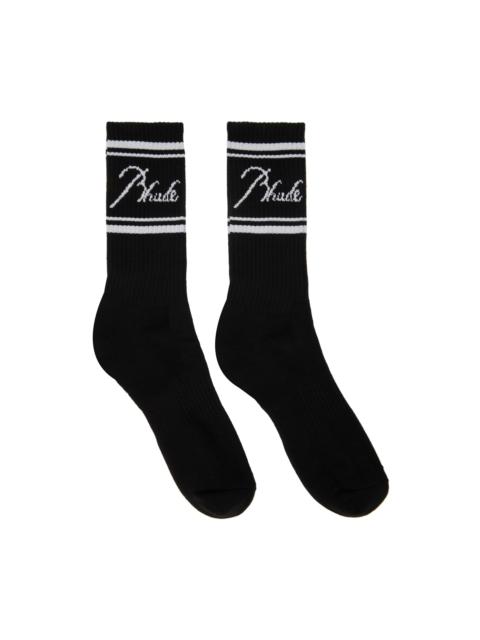 Black Script Logo Socks