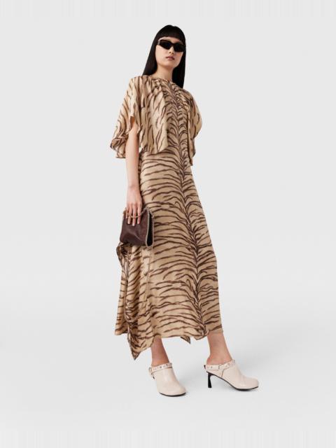 Tiger Print Puff Sleeve Maxi Dress