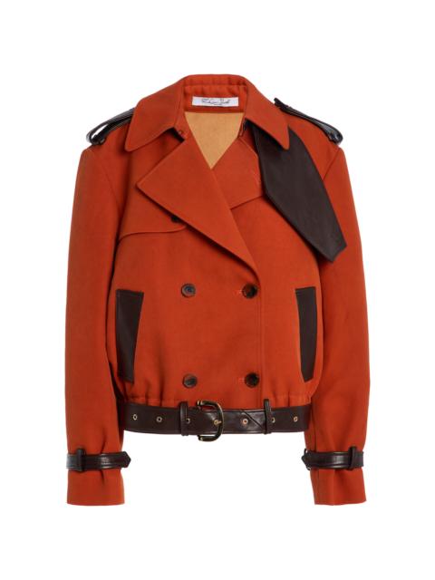 LaQuan Smith Belted Cotton-Blend Jacket orange