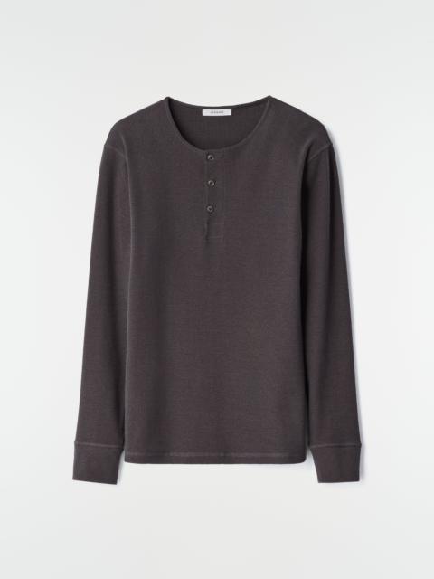 Lemaire LONG-SLEEVE HENLEY T-SHIRT IN LINEN AND COTTON RIBBED JERSEY