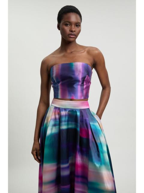KAREN MILLEN Jacquard Twill Blur Print Woven Bandeau Top
