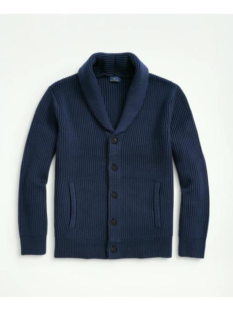 Brooks Brothers Ribbed Cotton Shawl Collar Cardigan