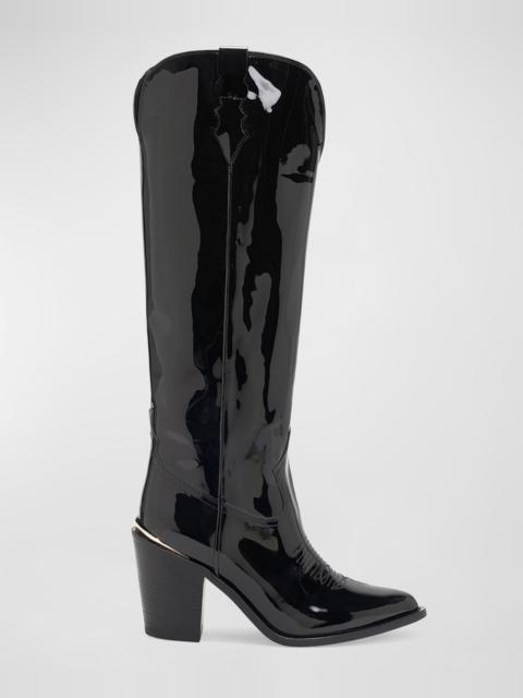 PARTLOW Coco Patent Western Knee Boots