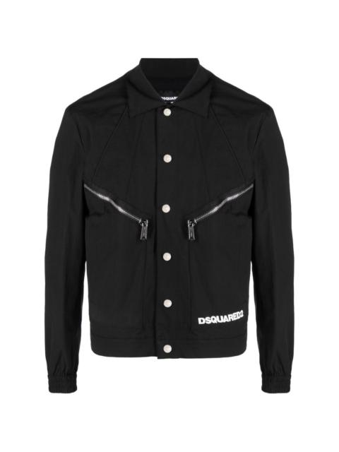 logo-print shirt jacket