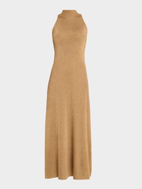 Altuzarra Mitzi Metallic Mock-Neck Midi Dress