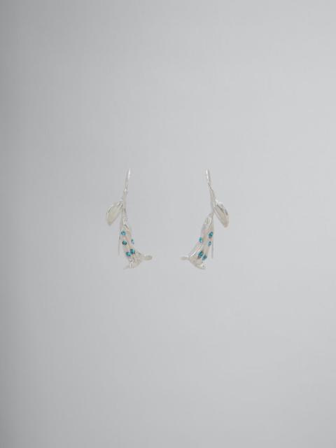 METAL CALLA LILY EARRINGS WITH CRYSTALS