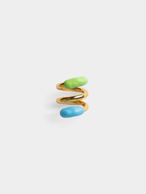 SUNNEI FUSILLO RUBBERIZED GOLD RING / sky blue & fern green