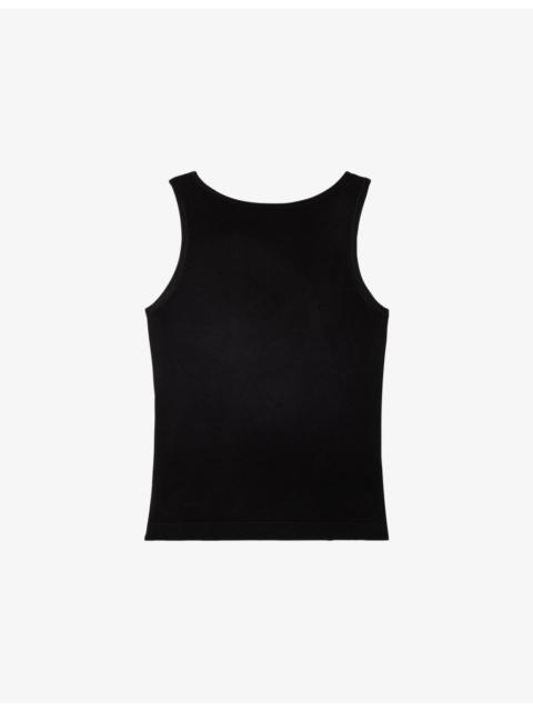 The Kooples Sleeveless Chain-Embellished Stretch-Woven Top