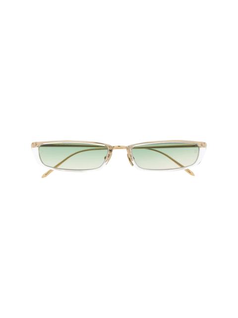 Taylor Rectangular Sunglasses in Yellow Gold and Green by LINDA