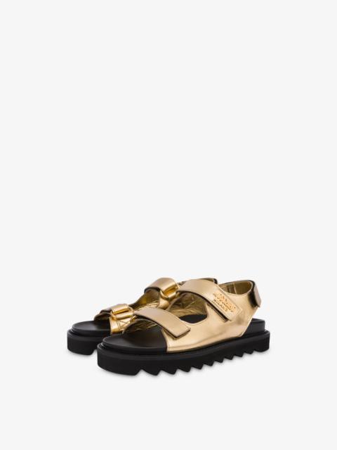 Moschino METAL LOGO FOILED PLATFORM SANDALS
