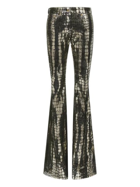 Roberto Cavalli crocodile-effect leather trousers